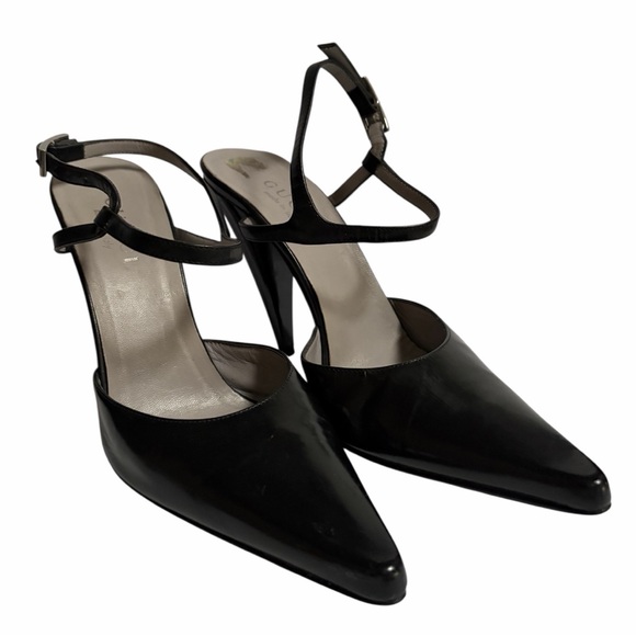 Gucci Elegant Black Stiletto Pointed-Toe Slingback Pumps Size 7 1/2 - Picture 2 of 15